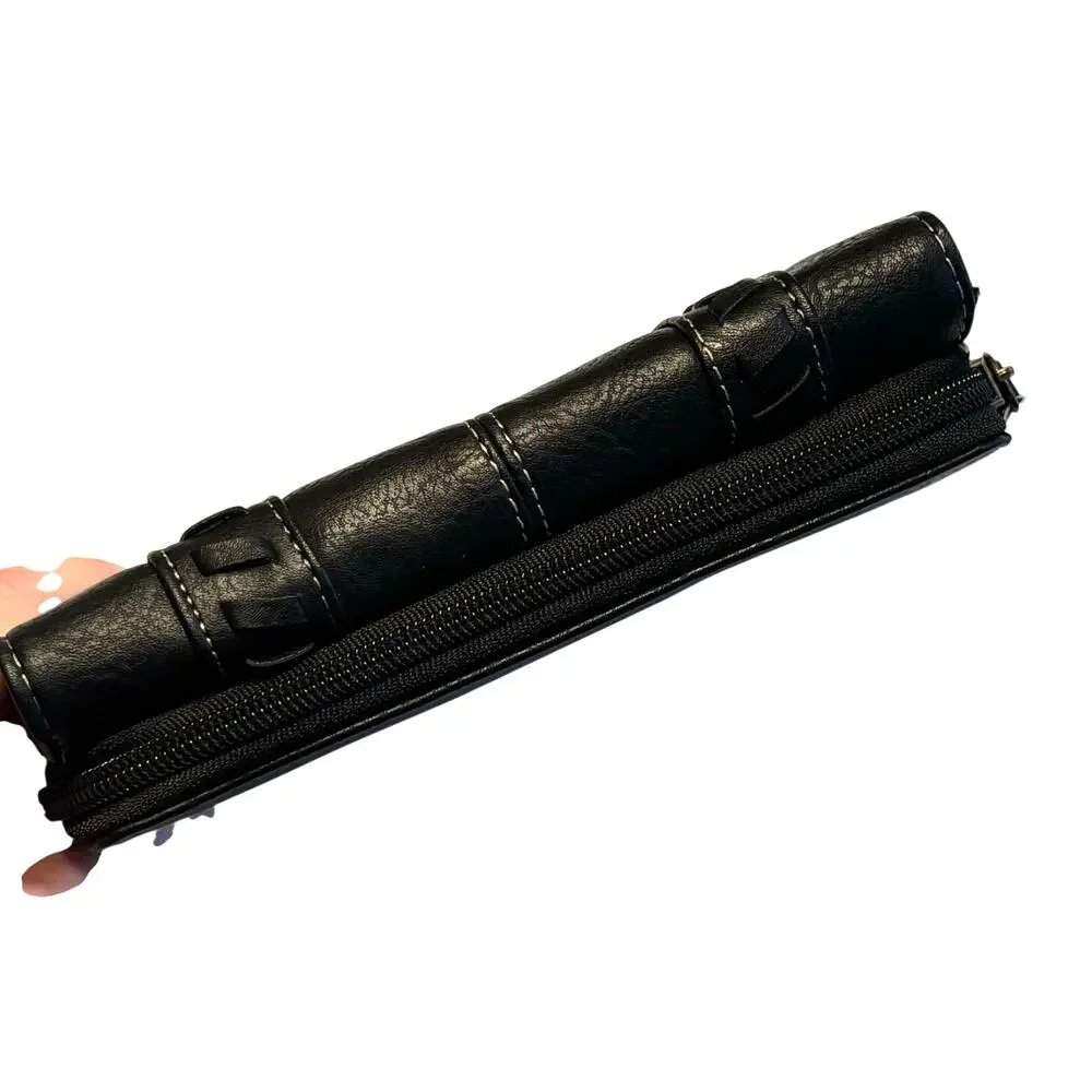 BOC black stitched leather wallet women's clutch purse trifold design NEW w/ tag